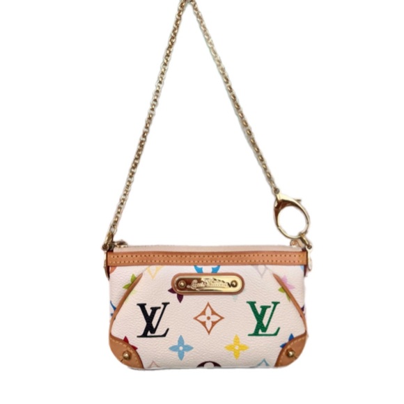 VINTAGE LOUIS VUITTON Murakami White Multicolor Monogram Milla PM Pochette GHW - Picture 2 of 16
